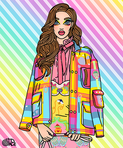 She's like a Rainbow candy doll club couture fashion fashion illustration fashion illustrator illustration rainbow sweet