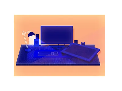 Workspace enviroment illustration keyboard light monitor studio texture wacom workspace