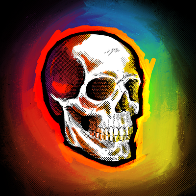 Skull anatomy art bone brush digital goth grunge halftone head human illustration metal procreate rainbow skeleton sketch skull skull art texture true grit texture supply