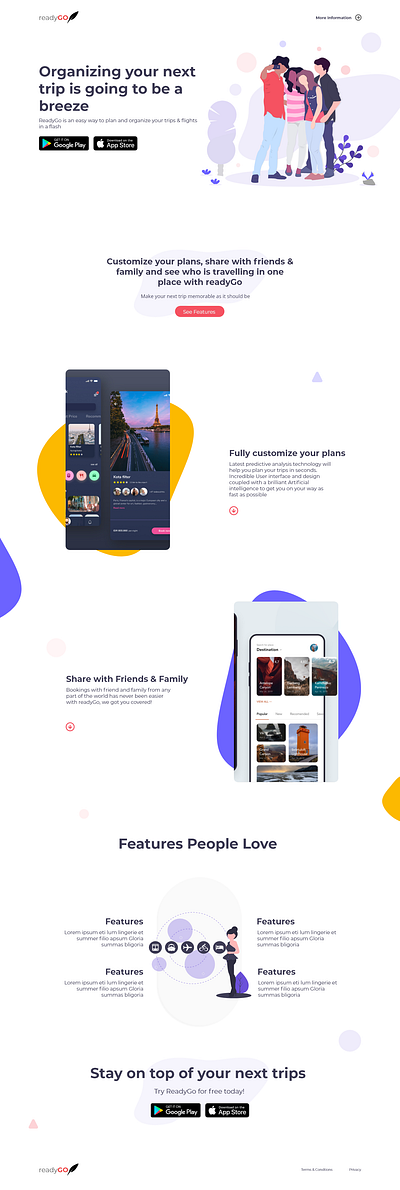 ReadyGo webApp Landing page design ui ux web