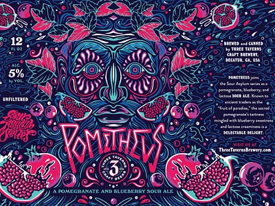 Pometheus design digital face folioart frui graphic illustration packaging