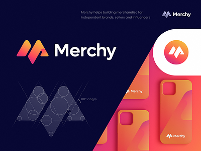 Merchy Logo Design branding gradient icon identity lettering logo
