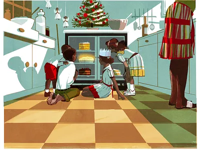Childhood alex green character children christmas digital drawn editorial family folioart food illustration