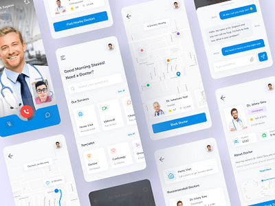 HeyDoc - Doctor Consultation App app blue chats clean design doctor health icon ios medical minimal mobile mobile ui simple ui ui ux ui design ux video call