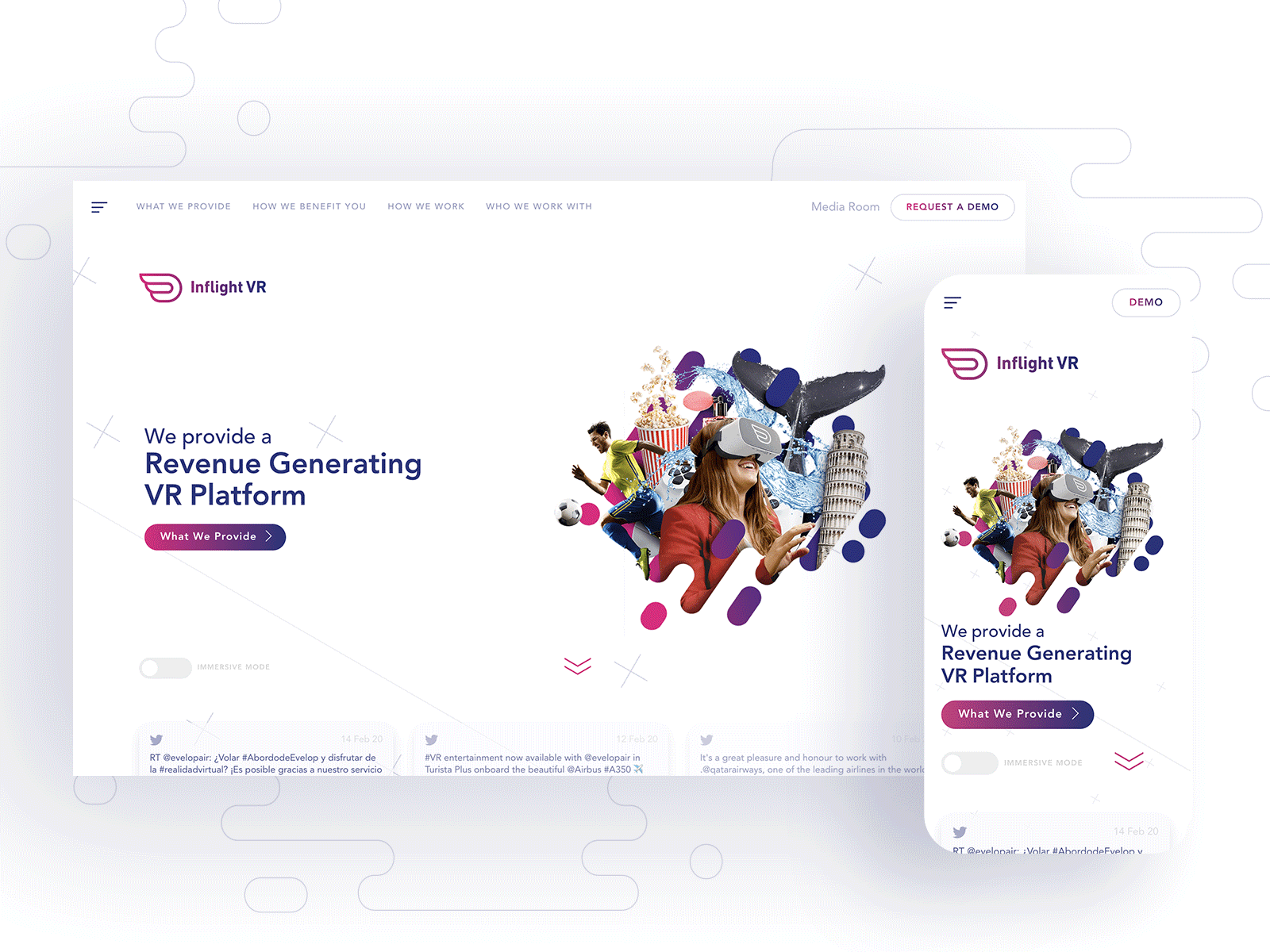 Inflight VR - Website Redesign branding dark mode dark theme front end graphic design responsive web design