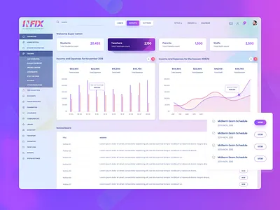 InfixEdu- School Management System Software 2020 design trend app applicication colorful dashboard dribbble best shot education gradient saas saas app school software software webapp