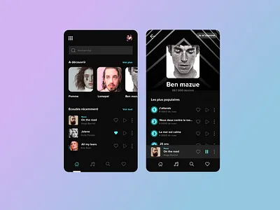 Music App dark music ui