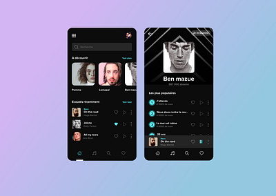 Music App dark music ui