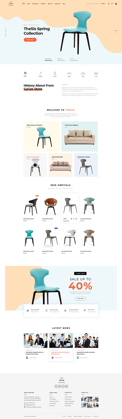 Furniture Ecommerce landing page furniture web site design