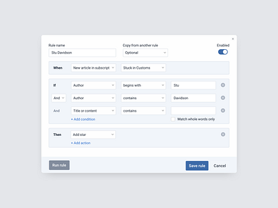 Conditional Automation advanced filter automation builder condition conditional conditions if if this then interface rules then ui ux web when