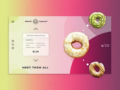 Delicious Donuts. Web Concept. bright colors cafeteria design donuts food gradient pastry shop ui ux web website