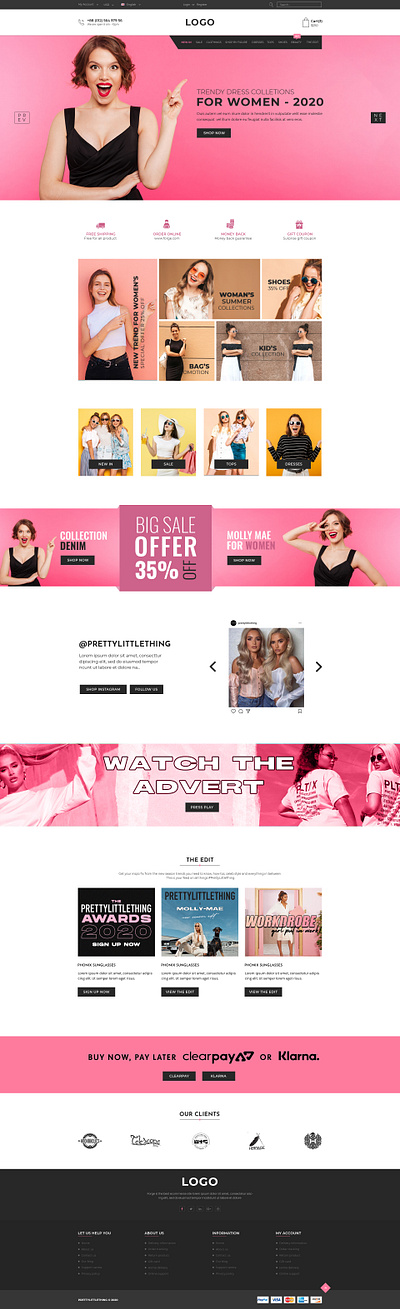 Ecommerce landing page ecommerce web site