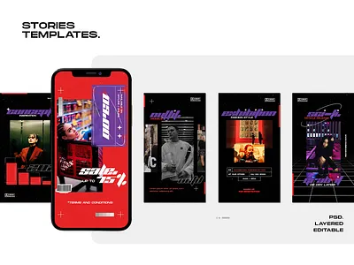 Instagram Stories "Neo-Kosmo" artwork brand branding concept design instagram stories instagram template sci fi socialmedia space templates typogaphy