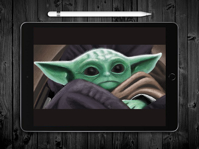 The Child 01 baby yoda illustration mandalorian pastel procreate starwars the child