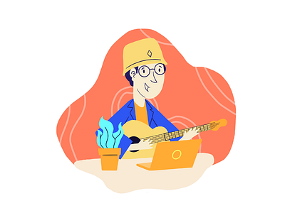 Chord Website Illustration blue chord design graphicdesign guitar illustration landingpage music orange piano song ui ux website