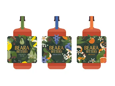 Beara Bitters botanical design digital floral folioart fruits illustration packaging pattern sally caulwell vector