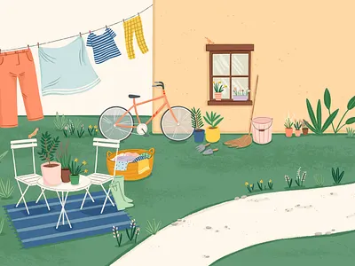 Spring Garden amelia flower bike book digital editorial folioart garden home illustration publishing spring