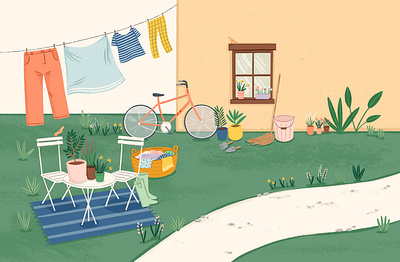 Spring Garden amelia flower bike book digital editorial folioart garden home illustration publishing spring