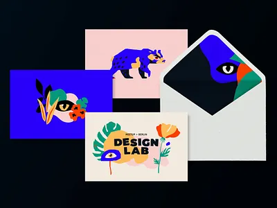 Design Lab Identity - Visual Exploration bear botanical brand brand identity branding branding design design eyes flower illustrations jungle logo meetup plants stationery vector