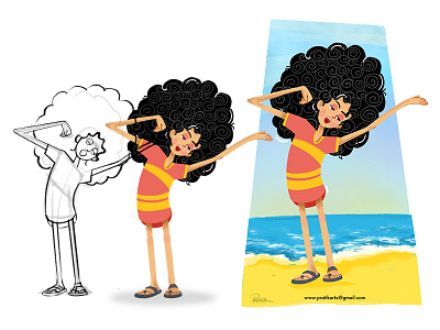 Girl Illustration beach character design curly hair design digital painting girl girl character girl illustration graphic design illustration pose pratikartz sketch