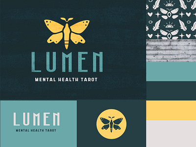 Lumen branding bright calm capstone graphic happy illuminate illustration insect logo mental health moth pantone pattern student work styleguide tarot tarot deck texture vector