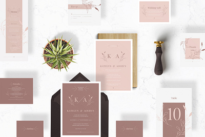 Modest Sketch Wedding Suite anniversary bridal bride diy elegant feminine greetingcards groom invitation invitation set invitations invite leaf minimal modern simple sketch soft wedding card wedding invitation