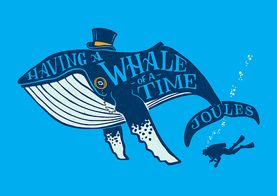 Handsome Whale design handdrawn illustration typography