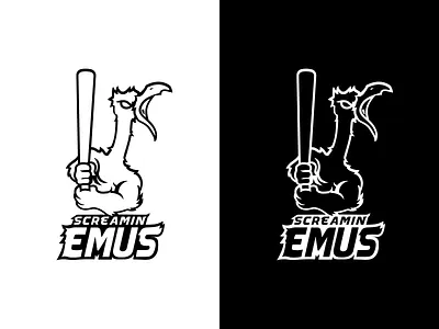 Screamin Emus art bird black and white emus graphics illustration sports logo team logo vectorart