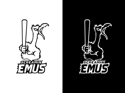 Screamin Emus art bird black and white emus graphics illustration sports logo team logo vectorart
