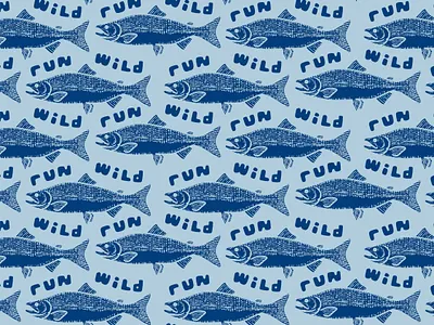 Run Wild badge badge design branding branding design design fish illustration logo logo design pattern rivers salmon wild wilderness