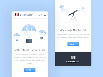 ClearanceJobs • Error States app app design branding careers clean jobs minimal mobile mobile design mobile web app network security ui ux uidesign uiux uiuxdesign webapp