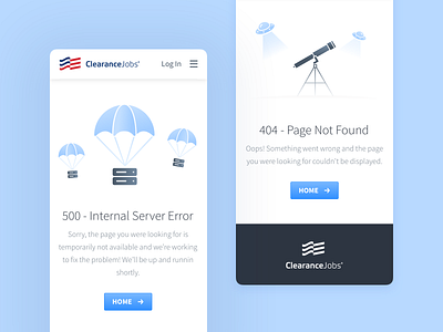 ClearanceJobs • Error States app app design branding careers clean jobs minimal mobile mobile design mobile web app network security ui ux uidesign uiux uiuxdesign webapp