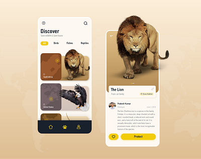 wildlife animals app concept design mobile mobile app design mobile ui neomorphism redesign trending trendy ui ux wildlife