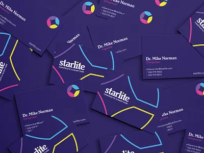 Starlite Chiropractic Business Cards brand identity branding business cards chiropractic injury care color graphic design stationery