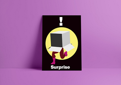 Surprise Poster box gear illustration light metal purple red spy surprise typography