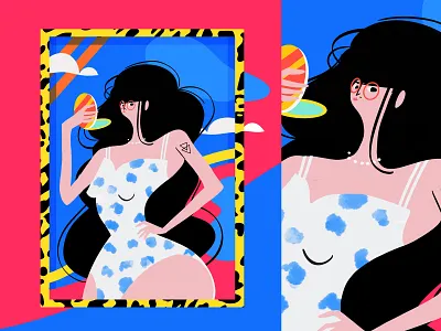 Les coquetteries de dame Suzanne character characterdesign illustration leopard montreal pinup procreate app swimsuit wolfganganimation