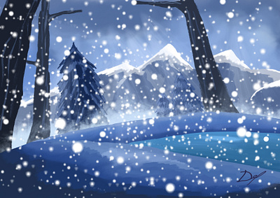 Snowfall concept concept art digital art digital painting illustraion snow snowfall snowscape winter winterscape