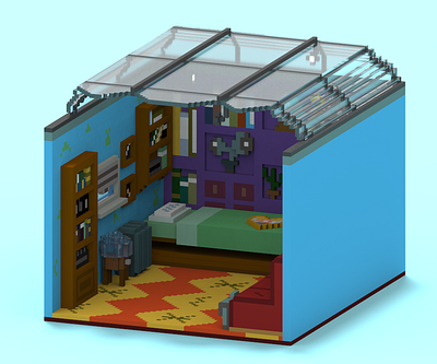 Hey Arnold! Room 3d 3d animation 3d art childhood design magicavoxel voxel art voxelart voxels