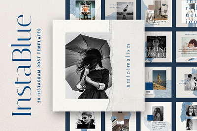 #InstaBlue - Minimal Instagram Posts creative market creativemarket elegant entrepreneur fashion influencer instagram instagram pack instagram stories instagram story instagram story template modern photographers products social media social pack story templates templates