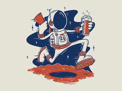 Leap Year Event astronaut beer beer art beer can branding cartoon character character design design illustration pint glass skateboard space spaceman spaceship vector