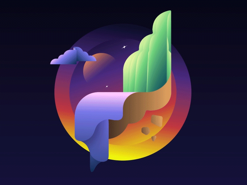 Isle of Trip aftereffects animation gradient illustration palette retro
