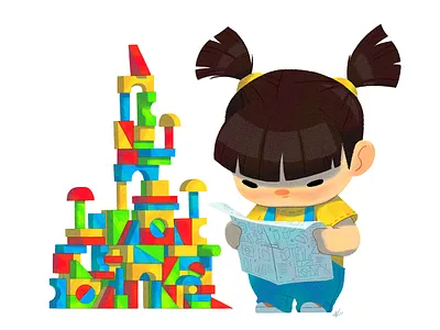 Baby Us: Block Girl baby blocks builder girls illustration kids nolen lee stem toys