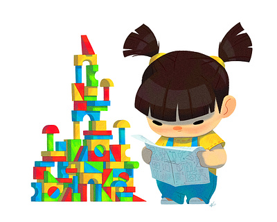 Baby Us: Block Girl baby blocks builder girls illustration kids nolen lee stem toys