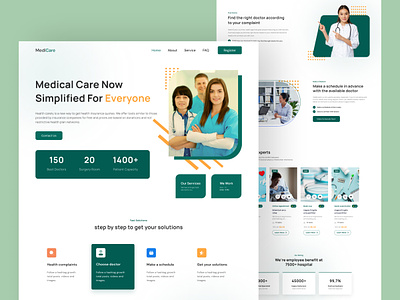 MediCare | Medical Website Design Concept appointment booking clean design clinic consultation doctor health healthcare homepage hospital landing page landingpage medical website medicine online healthcare patient therapy uiux web web design website