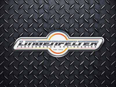 Lingenfelter Performance Engineering Emblem automobile automotive branding car chrome diamond plate emblem engineering identity design orange performance tech logo