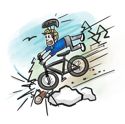 Mountain Bike Crash Illustration applepencil illustration ipadpro procreate