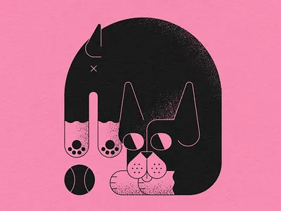 Cruisin' Susan boston terrier dog flat illustration pink play playtime puppy texture