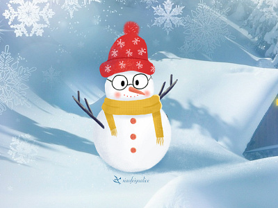 First cute snowmen doodle drawn illistration snowmen