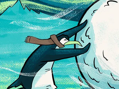 Quitting Season: Get support! antarctica caraousel ad facebook hand drawn help from friends illustration mary blair new years resolution painterly