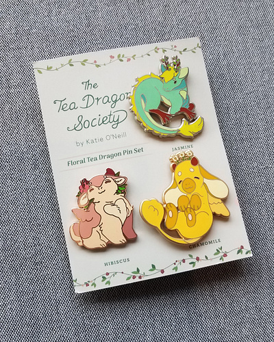 The Tea Dragon Society: floral teas enamel pin set enamel enamel pin enamel pins pin design pin game vector